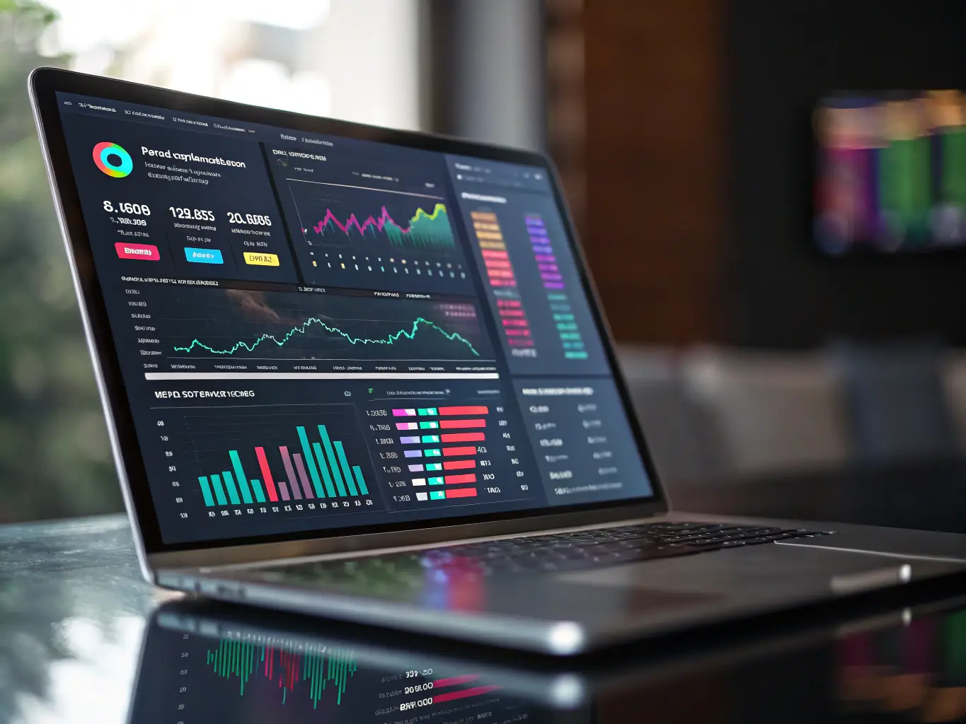 A clean and modern dashboard interface displaying Brex's financial reporting tools, with charts and graphs visualizing key financial metrics and trends for businesses.
