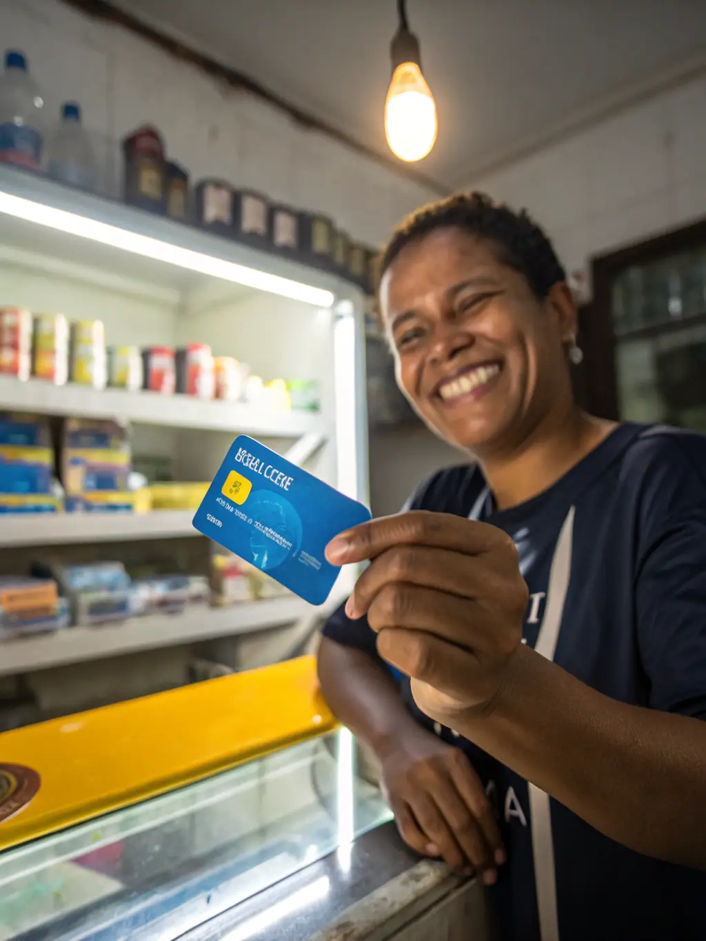 A visually appealing image of a person confidently using a Mercury credit card to make a purchase in a retail setting.