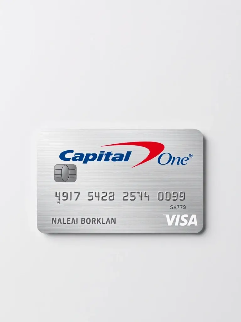 A professional, high-quality photo of a Mercury Rewards Visa card, showcasing its design and branding, placed on a clean, modern background.